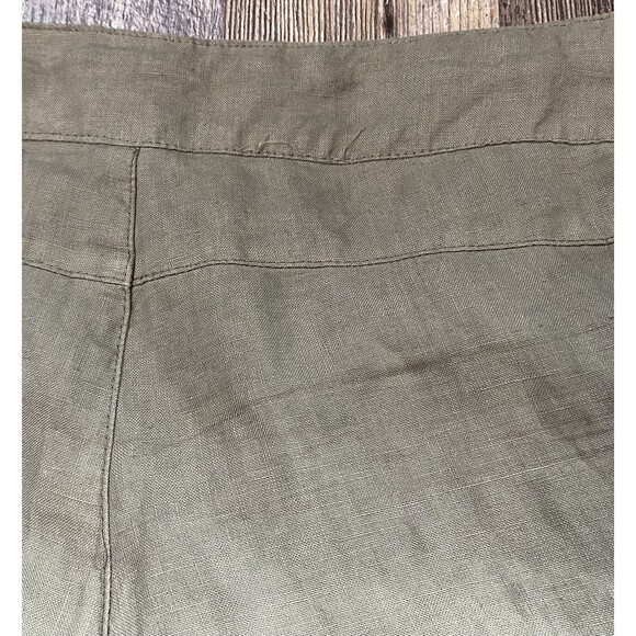 Del Sol 100% Linen Drawstring Pants Womens M Sage Green Wide Leg Greece Resort - Picture 8 of 14